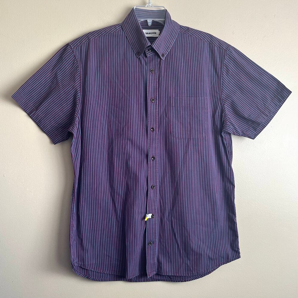 Taylor Stitch Jack Short Sleeve Button Down Shirt in Blue Stripe
